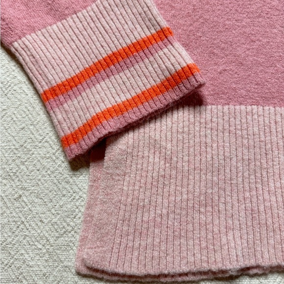 JCREW Pastel Pink Wool Striped Turtleneck Sweater M - Picture 6 of 8